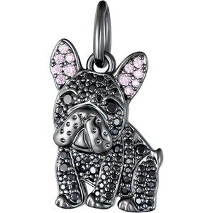 Sterling Gold Bulldog Black charm plated option cubic zirconia Necklace Jewelry